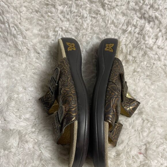 Alegria JAD leather bronze floral print Sandals with Buckle Design EUR SZ38 - Picture 7 of 9